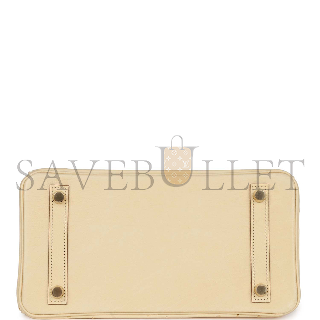 H**mes master birkin 25 ostrich leather milk tea color gold buckle h041944ck98 (25*20*13cm)